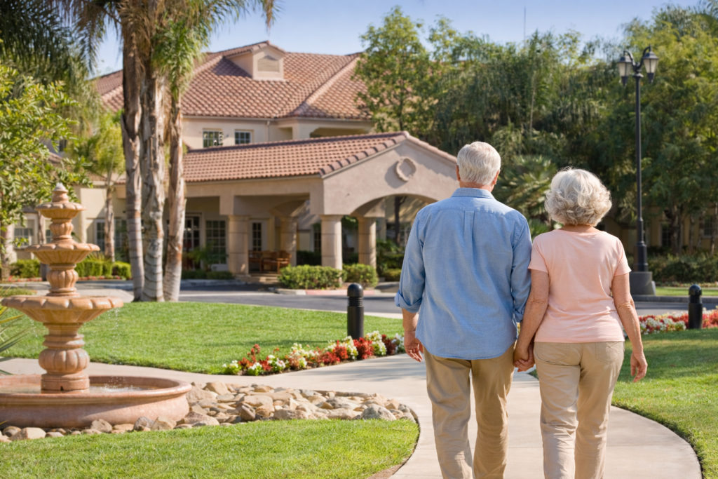 Park Terrace Couple walking to clubhouse.